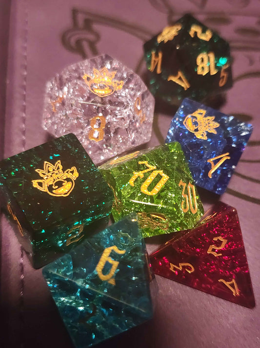 Loot Goblin Luxury K9 Glass RPG Dice Set with Box!