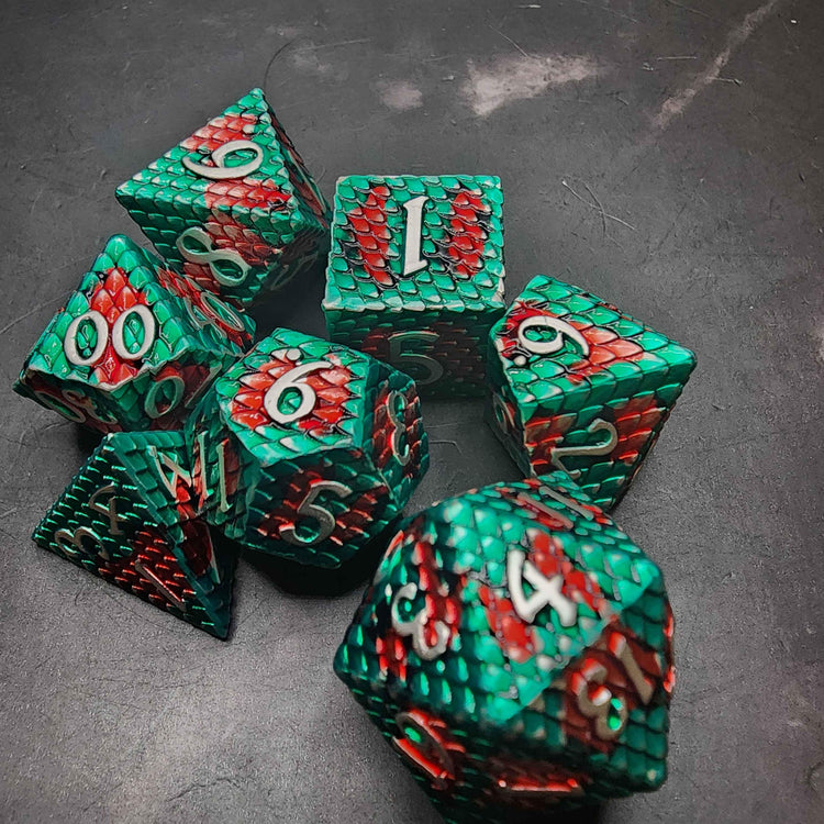 Dragon Scale Metal D&D Dice Set | Textured Polyhedral Dice for DnD | Includes Loot | Ships Free 50+