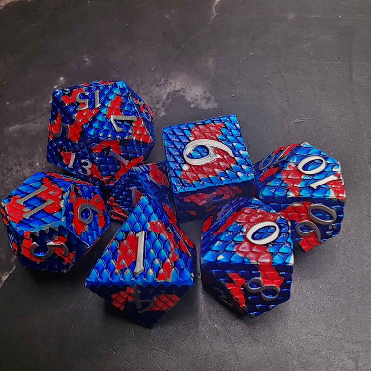Dragon Scale Metal D&D Dice Set | Textured Polyhedral Dice for DnD | Includes Loot | Ships Free 50+