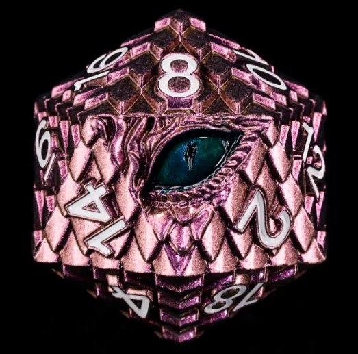 Pink/Purple - Twilight Watcher 33mm dragon-eye metal D20 Chonk