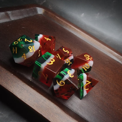 Mystery Sharp Resin DnD Dice Set | Glitter, Swirls, Liquid Core | TTRPG Gift