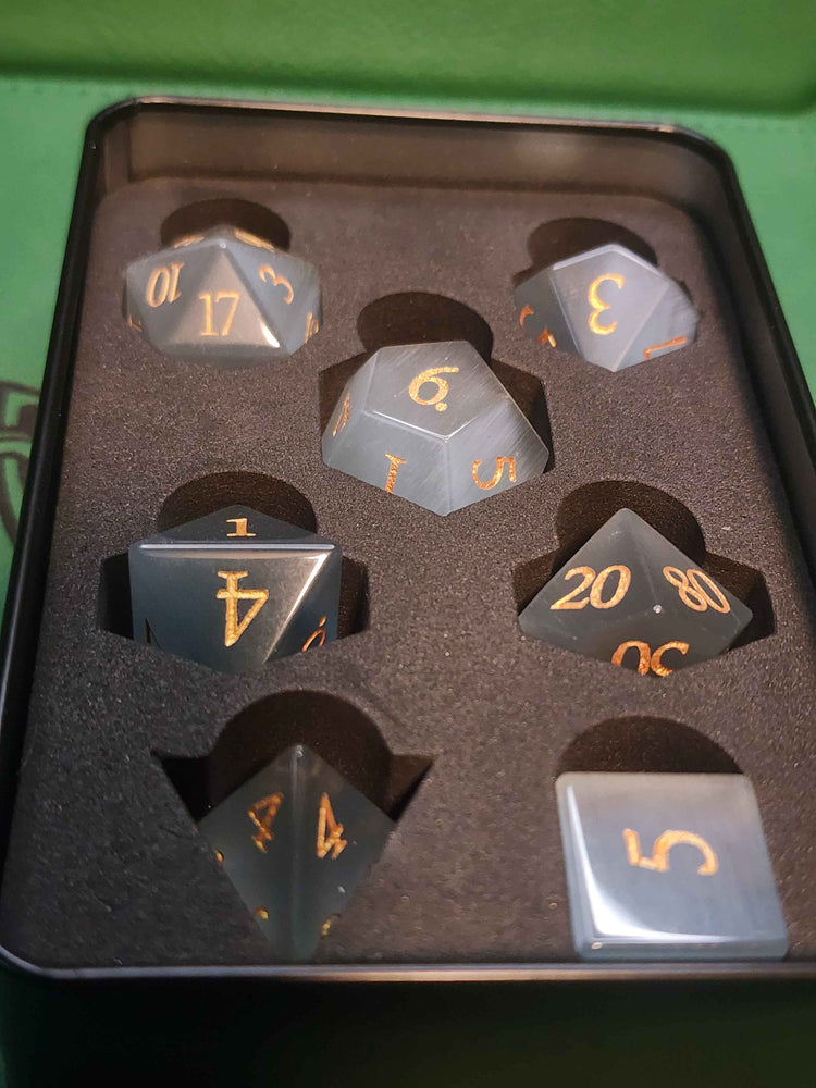 Loot Goblin Luxury K9 Glass RPG Dice Set with Box and Dice Tray!
