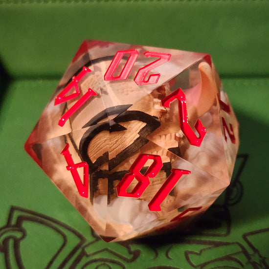 Angled view of the mimic chest’s dark trim and teeth inside the D20