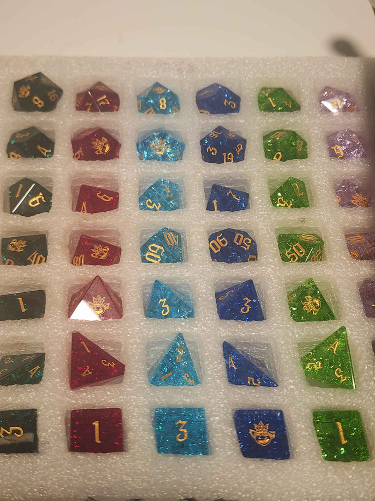 Loot Goblin Luxury K9 Glass RPG Dice Set with Box and Dice Tray!