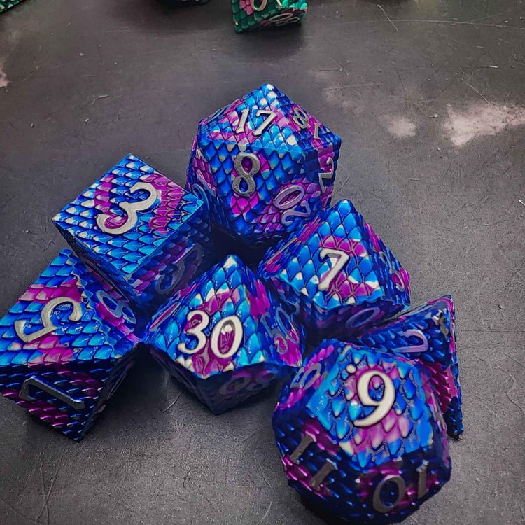 Dragon Scale Metal D&D Dice Set | Textured Polyhedral Dice for DnD | Includes Loot | Ships Free 50+