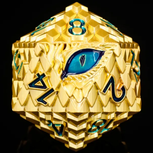 Gold - Gilded Watcher 33mm dragon-eye metal D20 Chonk