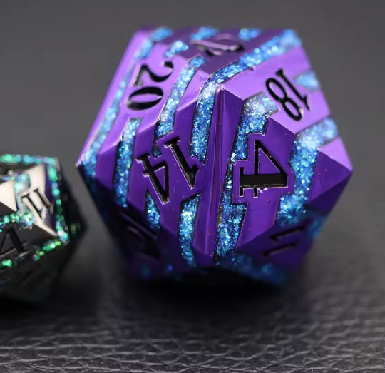 Purple/Blue - Clan Runestorm striped 33mm metal D20 Chonk