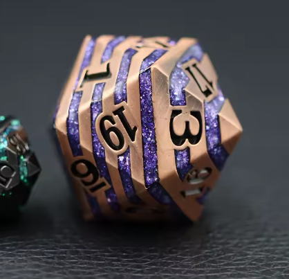 Copper/Purple - Clan Duskanvil striped 33mm metal D20 Chonk