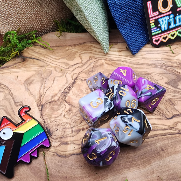 Pride Dice Set | LGBTQ+ Acrylic Polyhedral Dice for DnD TTRPG