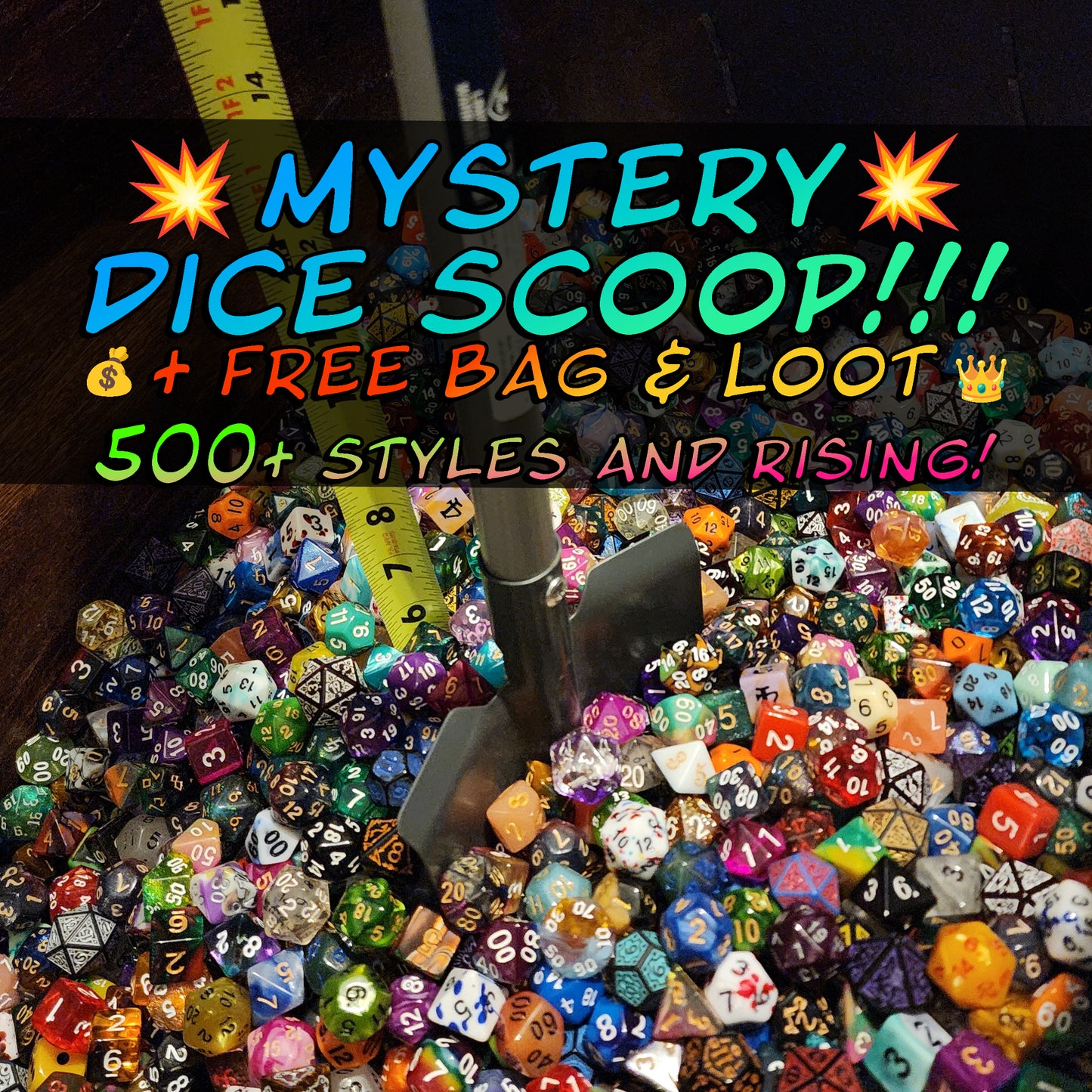Goblin Chaos Mystery RPG Dice Scoop | Over 500 Styles Polyhedral Dice + Loot & Free Bag!