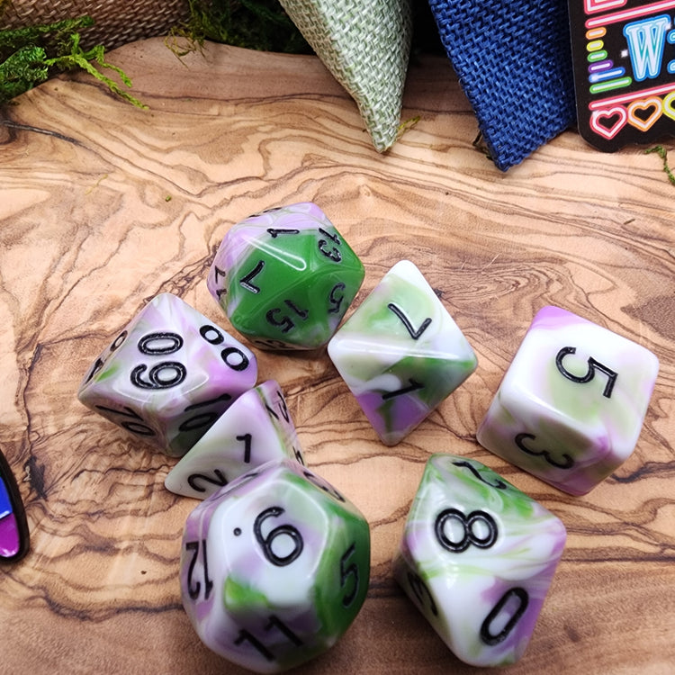Pride Dice Set | LGBTQ+ Acrylic Polyhedral Dice for DnD TTRPG