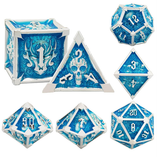 Ice Blue Archon Totem metal RPG dice