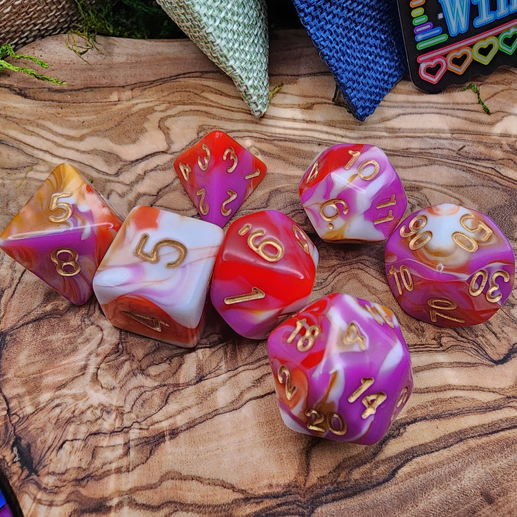 Pride Dice Set | LGBTQ+ Acrylic Polyhedral Dice for DnD TTRPG