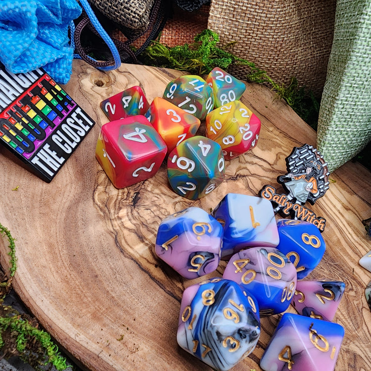Pride Dice Set | LGBTQ+ Acrylic Polyhedral Dice for DnD TTRPG