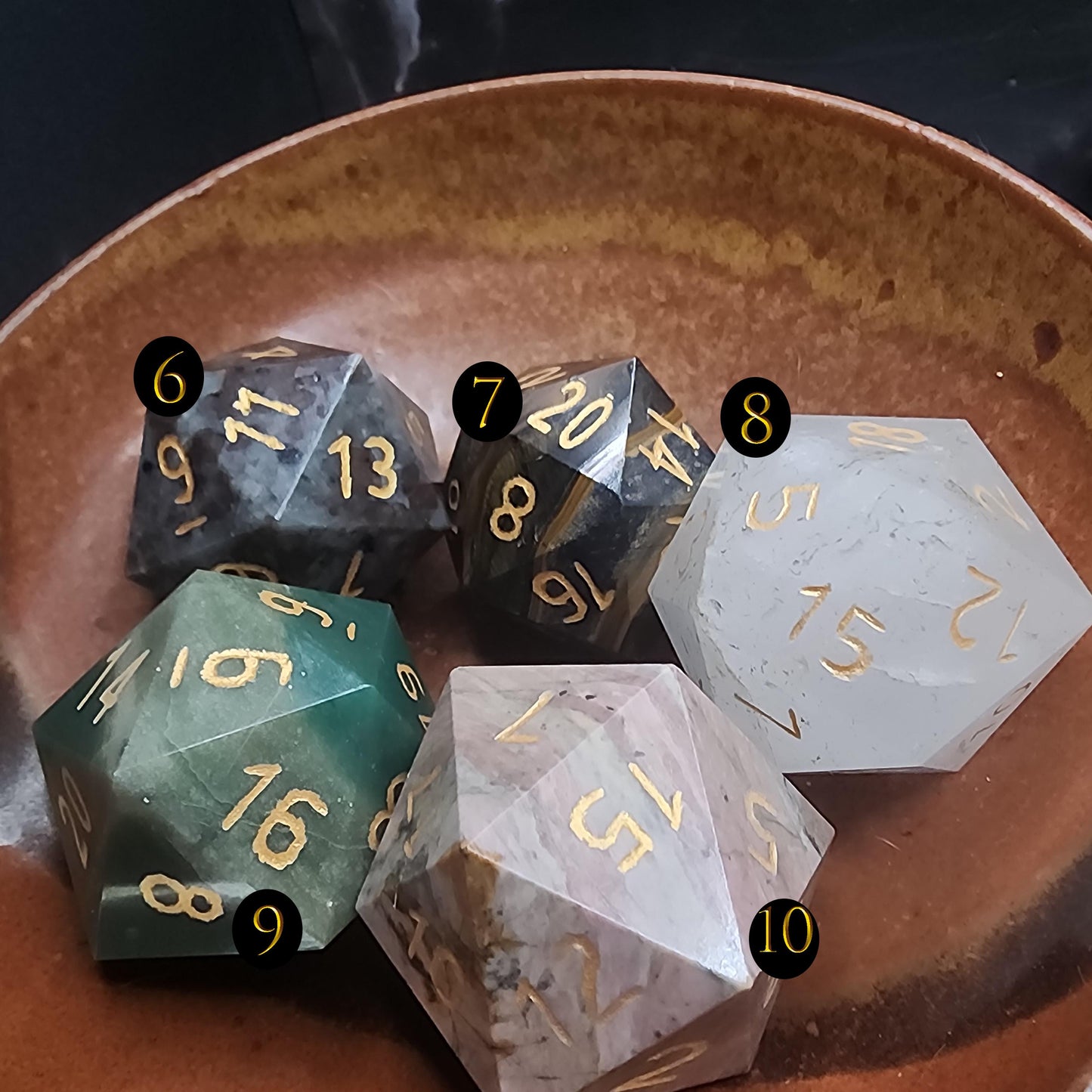 Giant Gemstone D20 Dice | Hand-Carved Crystal RPG Chonk | D20 DnD Polyhedral | Free Loot