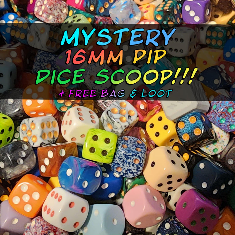 Loot Goblin Party Scoop - 16mm Pip Dice Scoops | 16mm Wargame Dice | D6 Pip Mystery Dice + Free Loot | Gemstone Bonus |