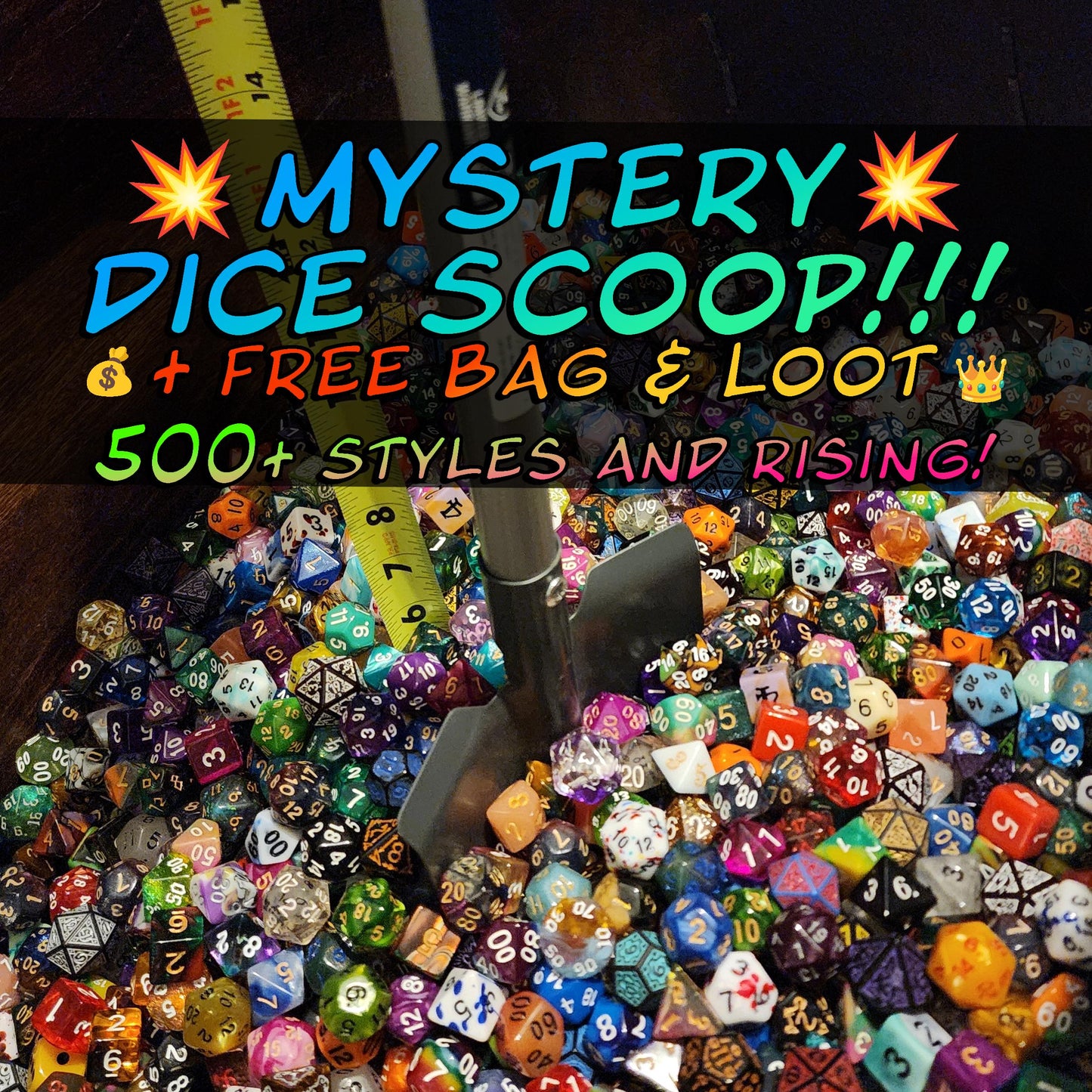 Chaos Goblin Dice Scoop with Bag | TTRPG Mystery Gift Bag | 500+ Curated Styles for DnD | Free Shipping 35 | Metal | Resin | Gemstone