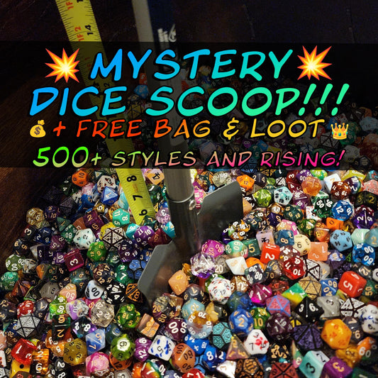 Chaos Goblin Dice Scoop with Bag | TTRPG Mystery Gift Bag | 500+ Curated Styles for DnD | Free Shipping 35 | Metal | Resin | Gemstone