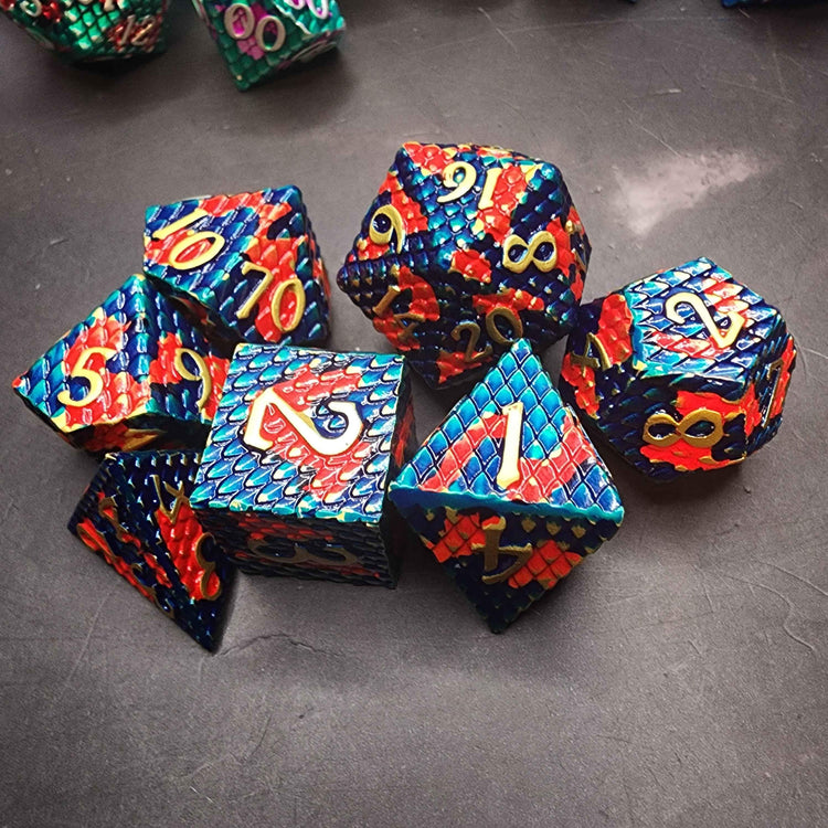 Dragon Scale Metal D&D Dice Set | Textured Polyhedral Dice for DnD | Includes Loot | Ships Free 50+