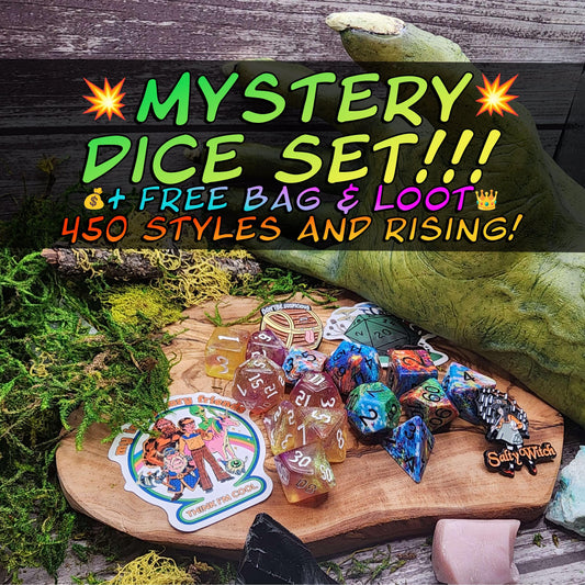Goblin Mystery Dice Set | RPG Polyhedral DnD Dice with Loot Sack