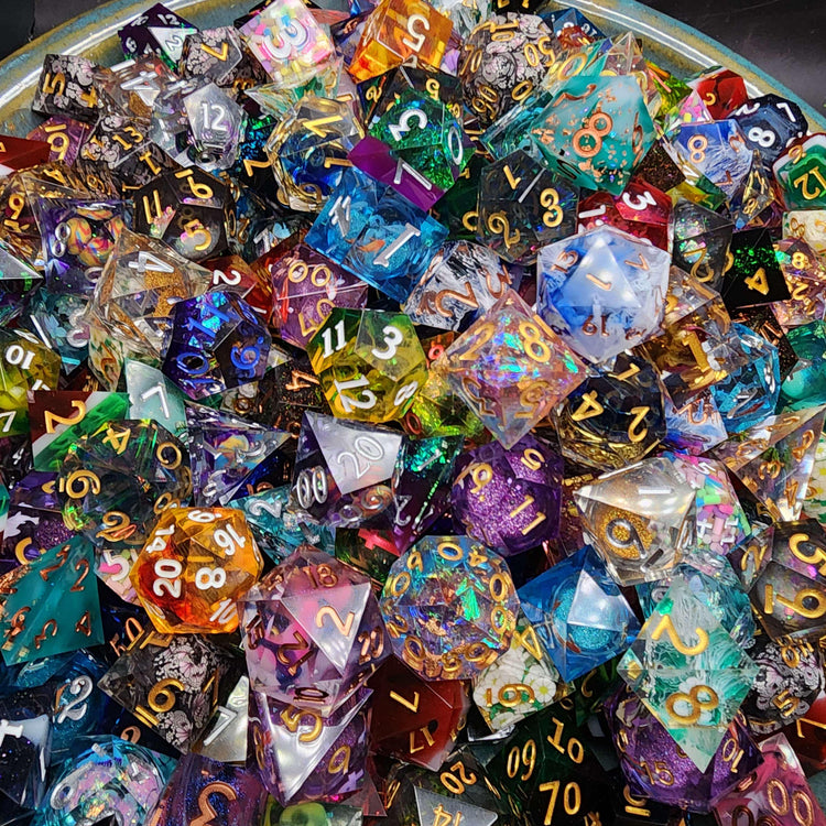 Resin Wonders - Mystery Sharp Resin DnD Dice! | Glitter, Inclusions, Swirls, Liquid Core & More!