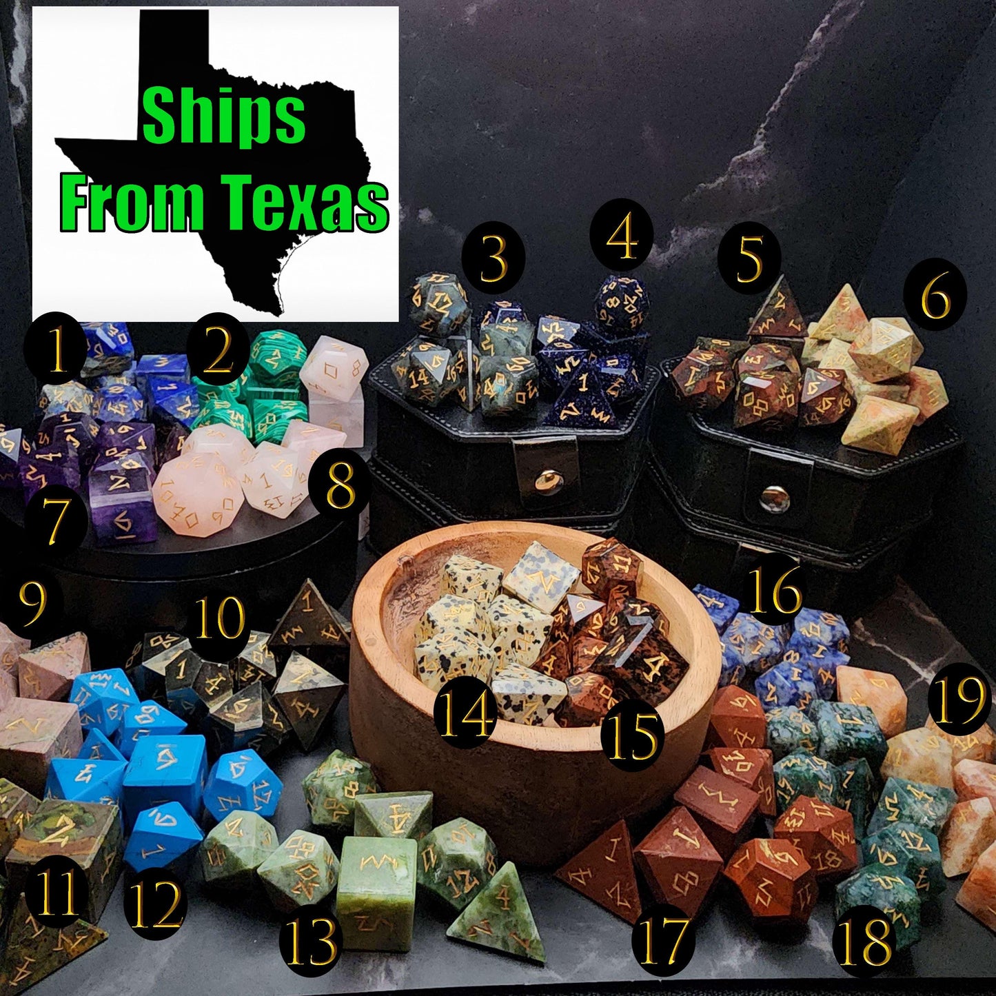 Gemstone Crystal RPG Dice Set | Includes Box and Loot!