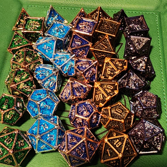Archon Totem seven-piece metal dice sets in five finishes