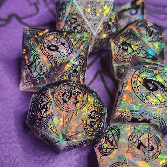 Close-up of black numbers and decorative magic circles